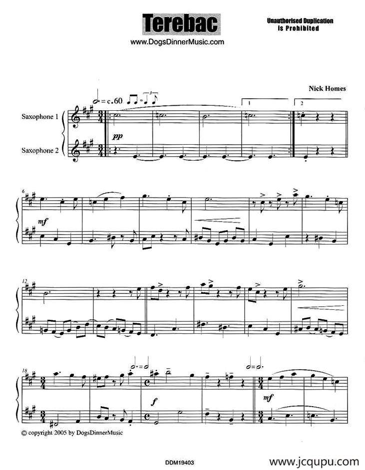 Terebac（二重奏）简谱