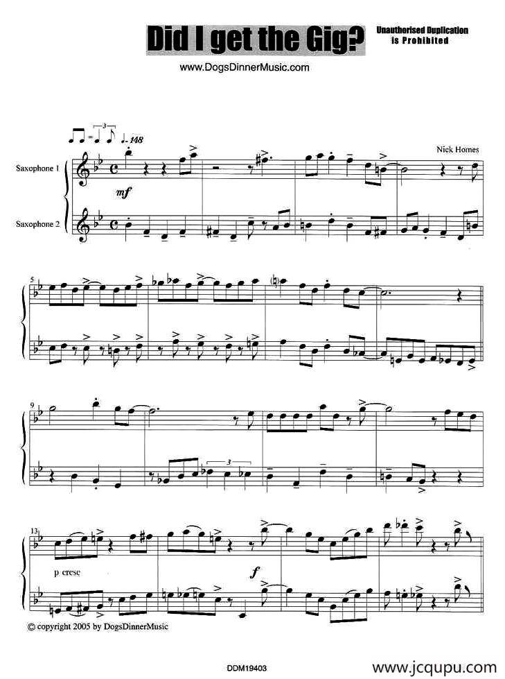 Did I get the Gig（二重奏）简谱