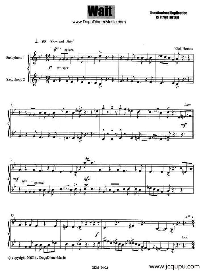 Wait（二重奏）简谱