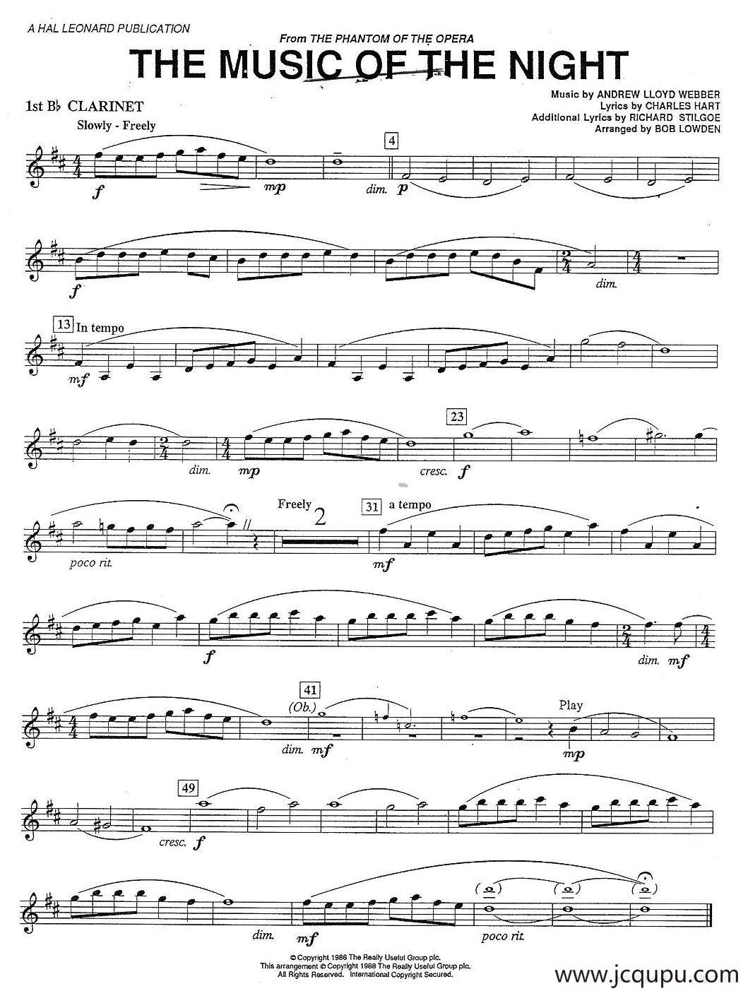 THE MUSIC OF THE NIGTH-CLARINET（单簧管三重奏分谱）简谱