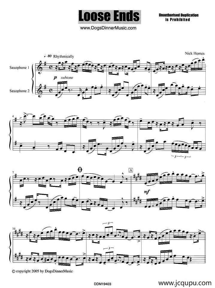 Loose Ends（二重奏）简谱