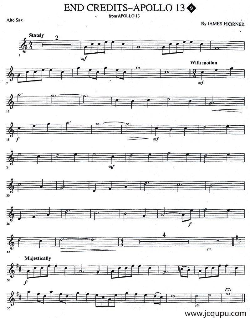 END CREDITS-APOLLO 13简谱