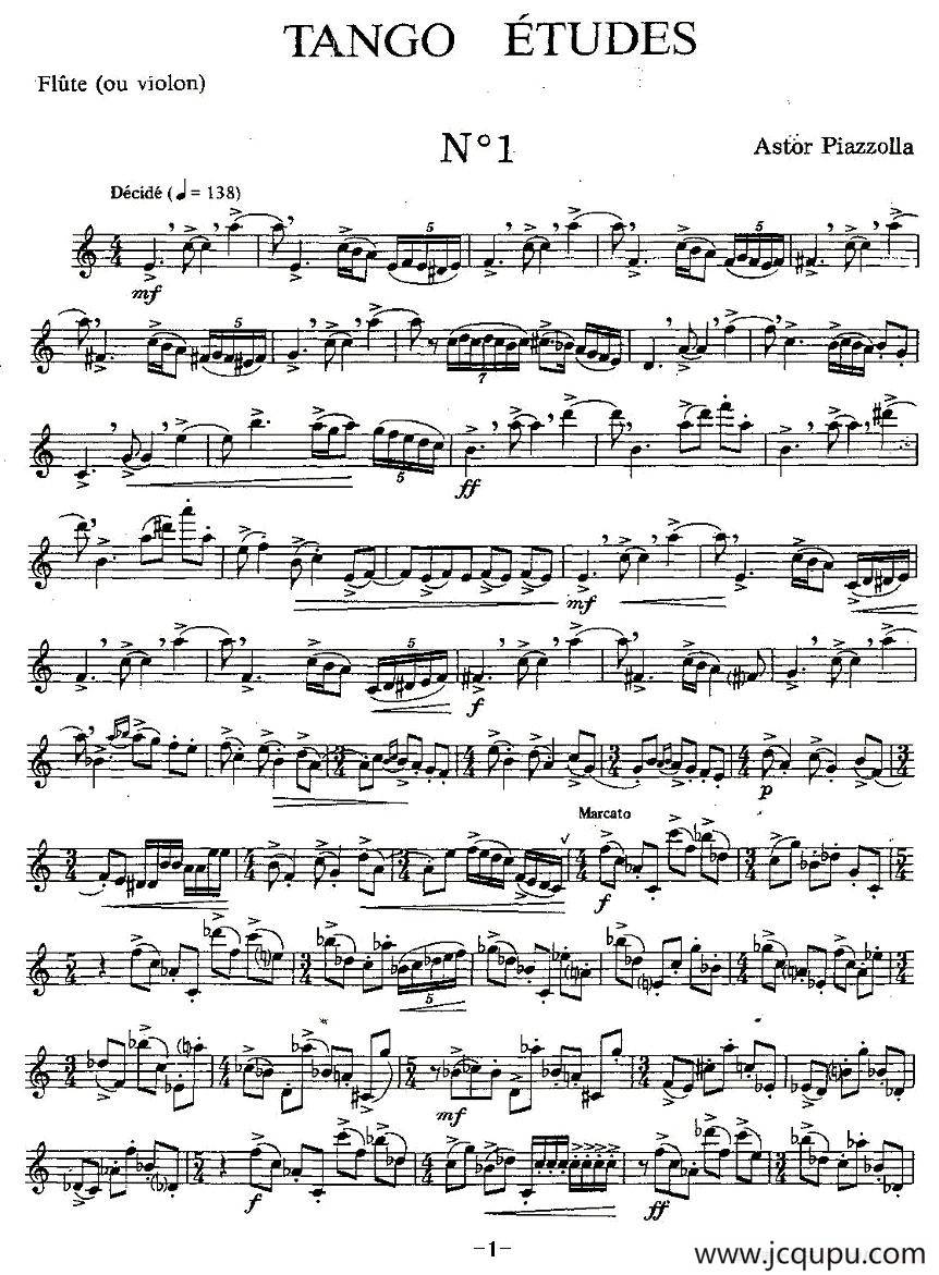 Tango Etudes 之一简谱