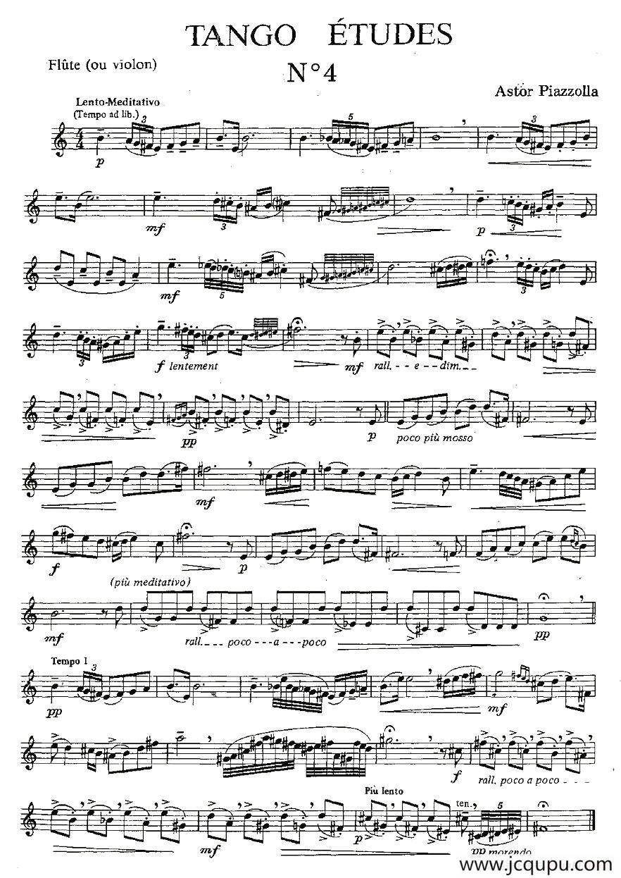 Tango Etudes 之四简谱