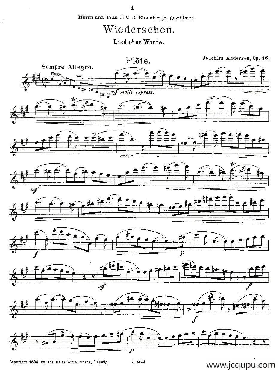 Wiedersehen.Op.46简谱