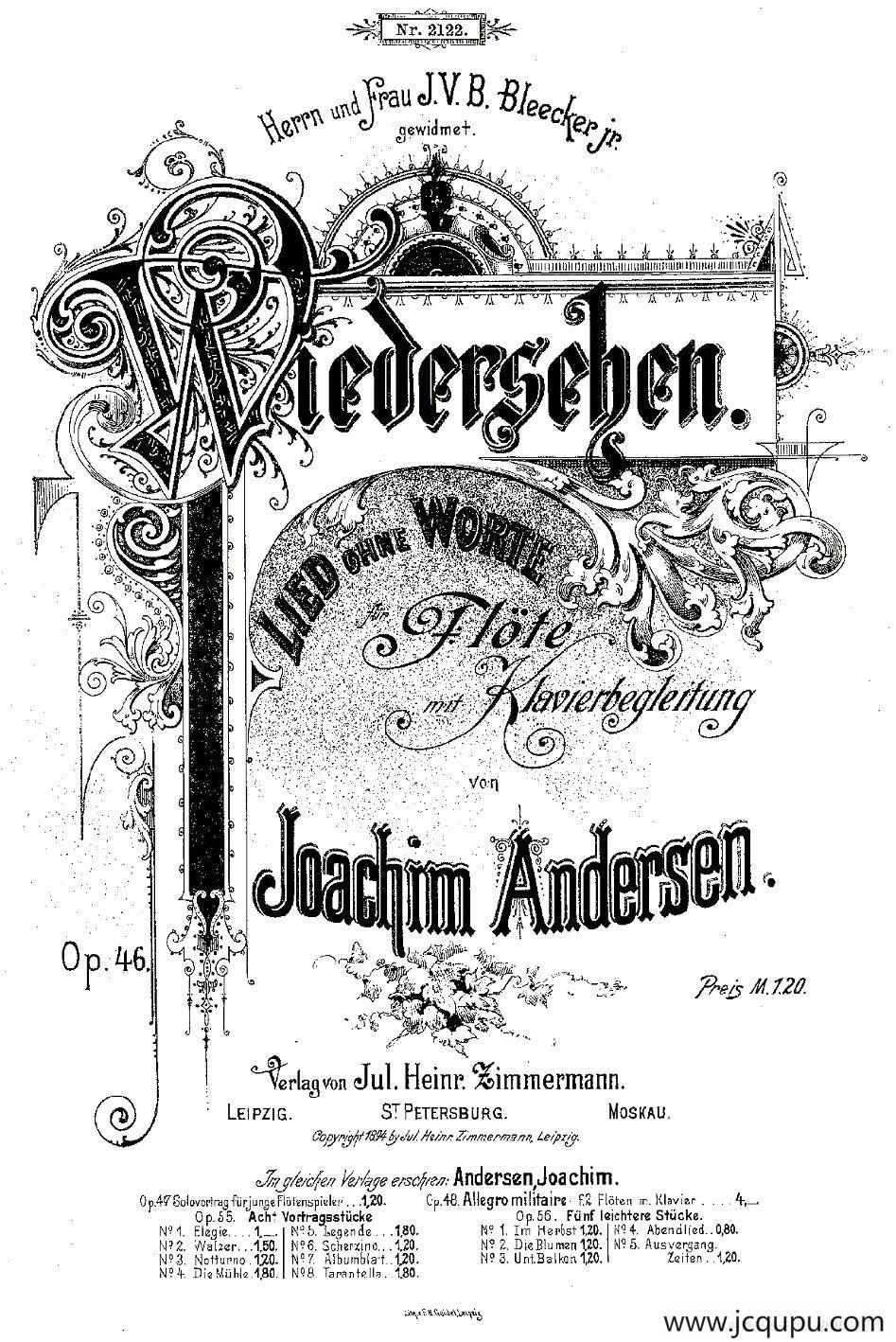 Wiedersehen.Op.46（长笛+钢琴伴奏）简谱