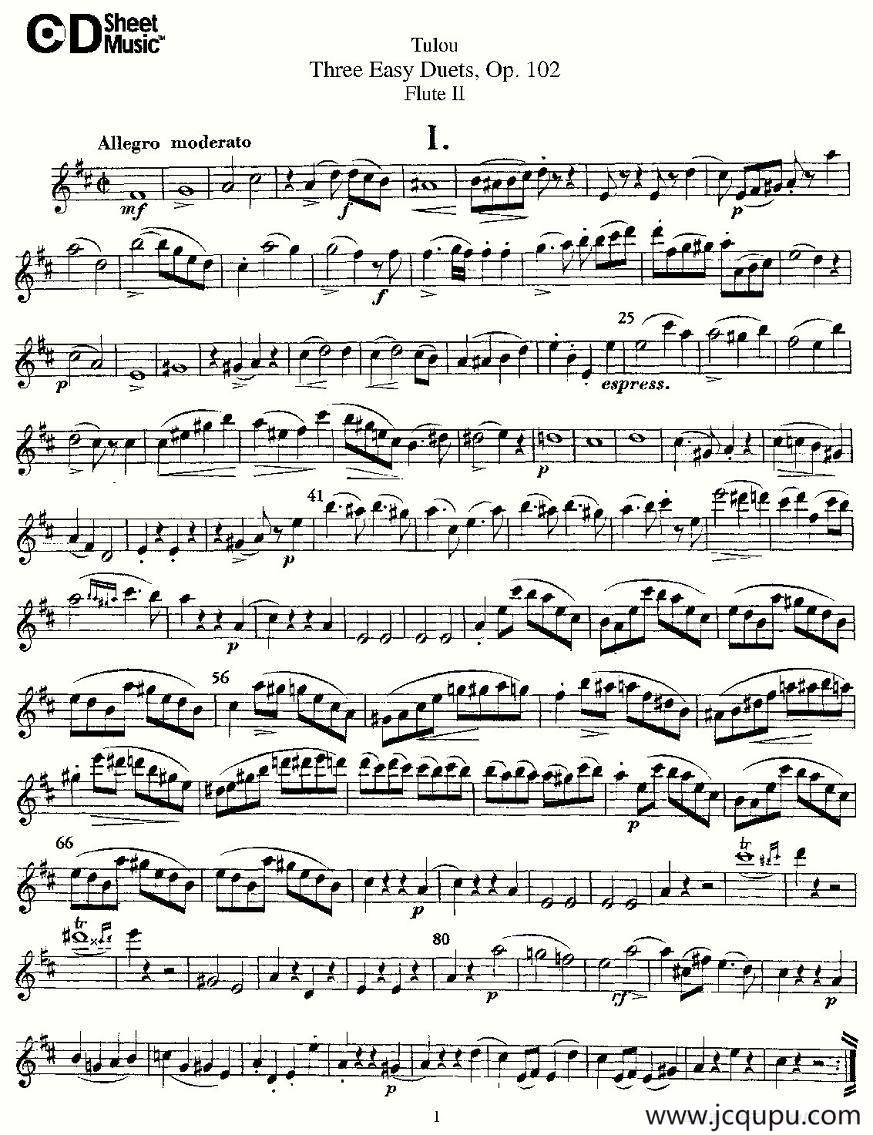 Three Easy Duets,Op.102 之第二长笛（三首简易重奏曲作品102号）简谱