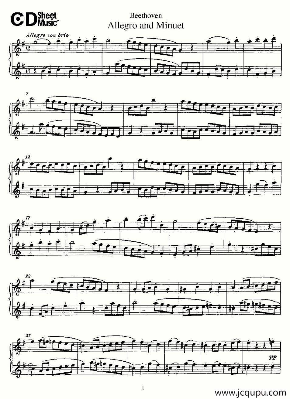 Allegro and Minuet（快板及小步舞曲）简谱