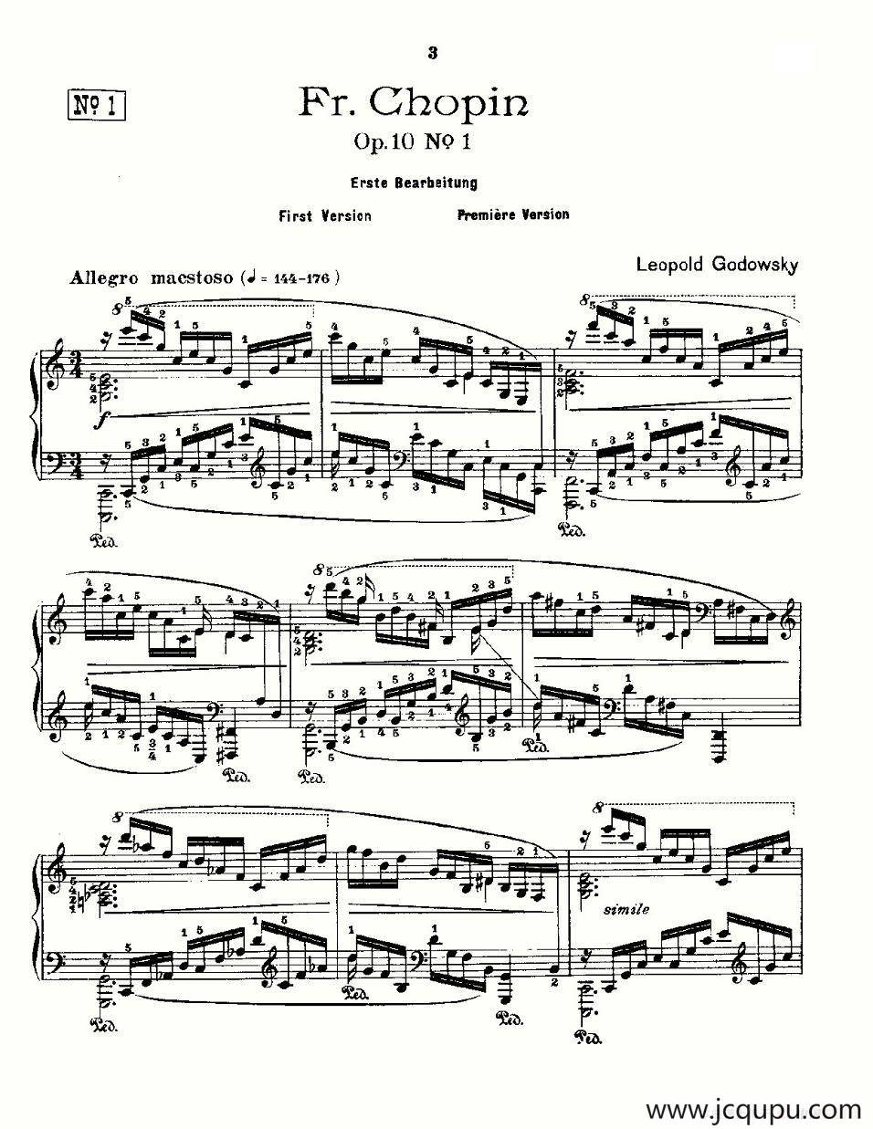 肖邦《练习曲》Fr.Chopin Op.10 No1-1简谱