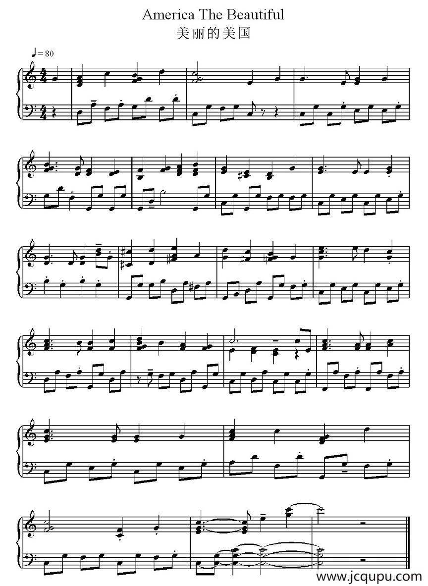 美丽的美国简谱