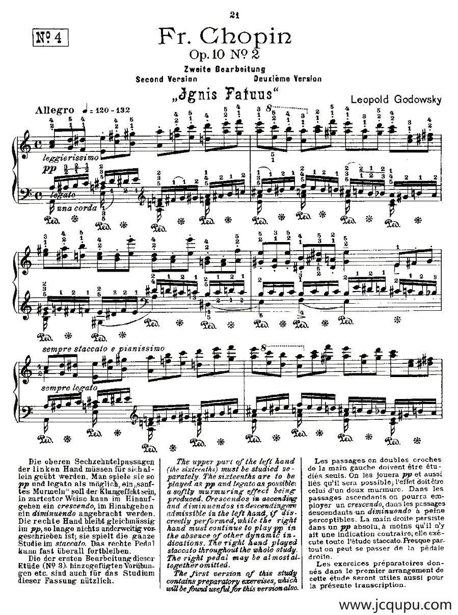 肖邦《练习曲》Fr.Chopin Op.10 No2-2简谱