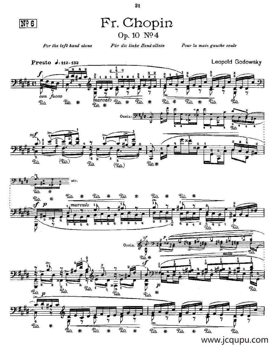 肖邦《练习曲》Fr.Chopin Op.10 No4简谱