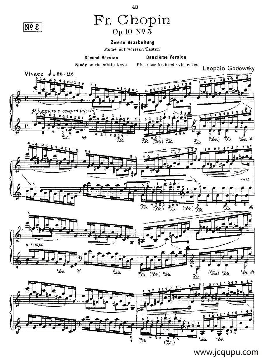 肖邦《练习曲》Fr.Chopin Op.10 No5-2简谱