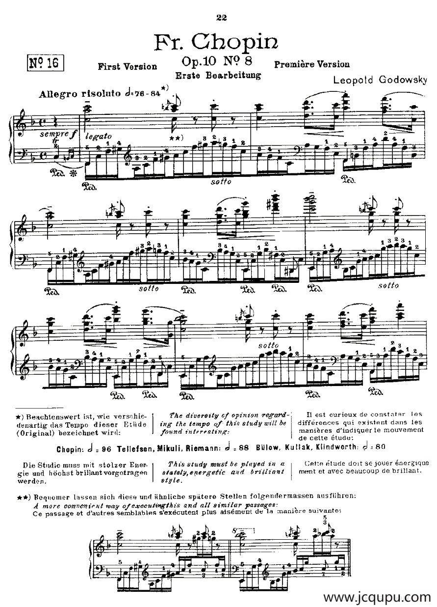 肖邦《练习曲》Fr.Chopin Op.10 No8-1简谱