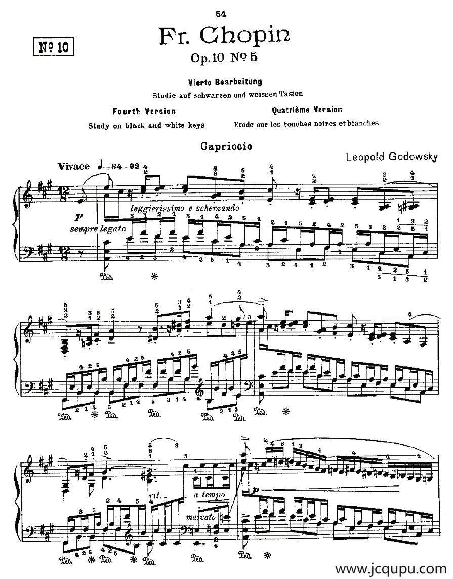 肖邦《练习曲》Fr.Chopin Op.10 No5-4简谱