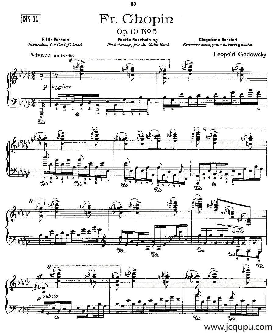 肖邦《练习曲》Fr.Chopin Op.10 No5-5简谱