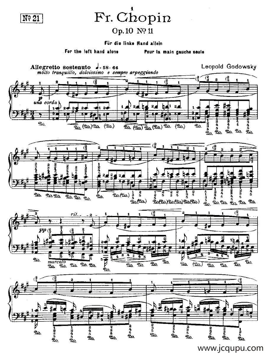 肖邦《练习曲》Fr.Chopin Op.10 No11简谱