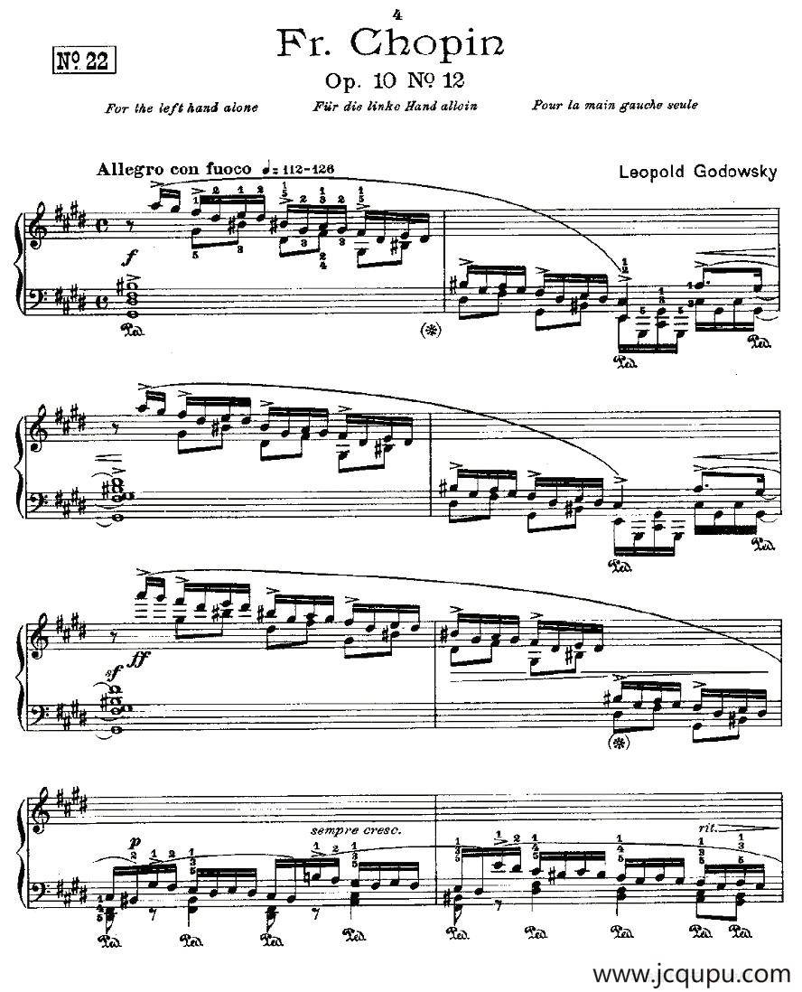 肖邦《练习曲》Fr.Chopin Op.10 No12简谱
