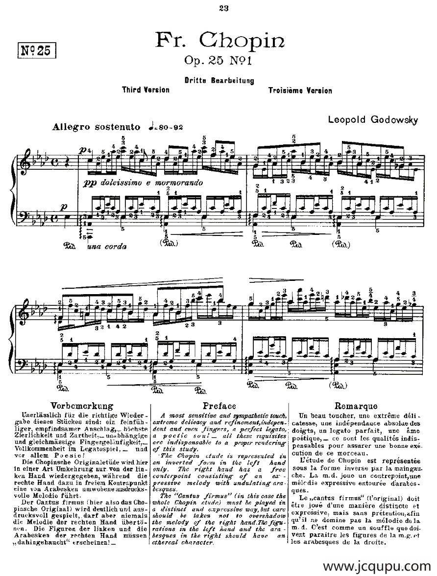 肖邦《练习曲》Fr.Chopin Op.25 No1-3简谱