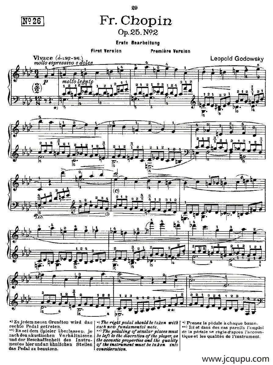 肖邦《练习曲》Fr.Chopin Op.25 No2-1简谱