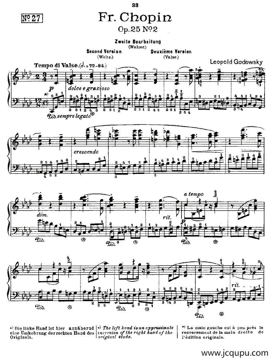 肖邦《练习曲》Fr.Chopin Op.25 No2-2简谱