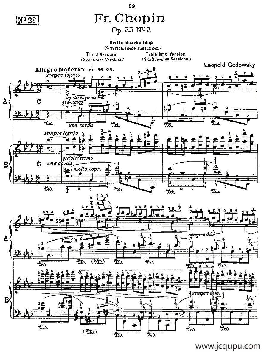 肖邦《练习曲》Fr.Chopin Op.25 No2-3简谱