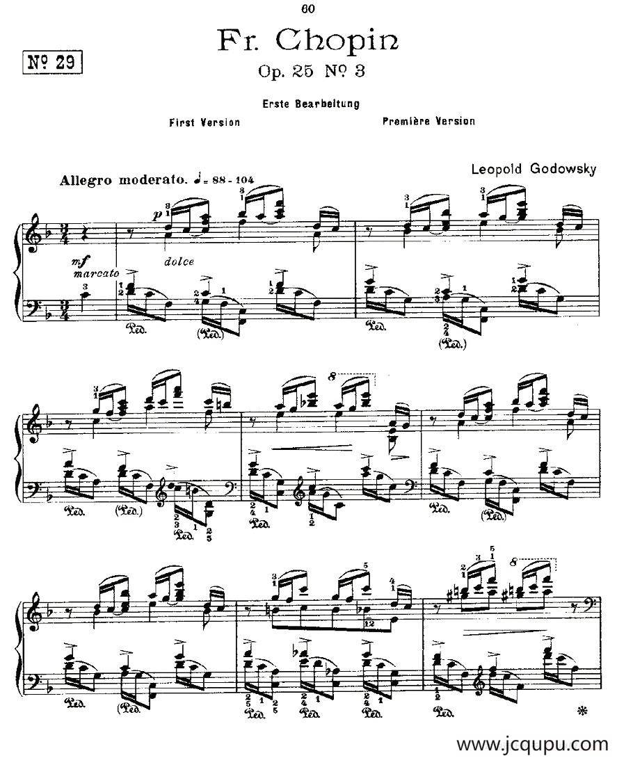 肖邦《练习曲》Fr.Chopin Op.25 No3-1简谱