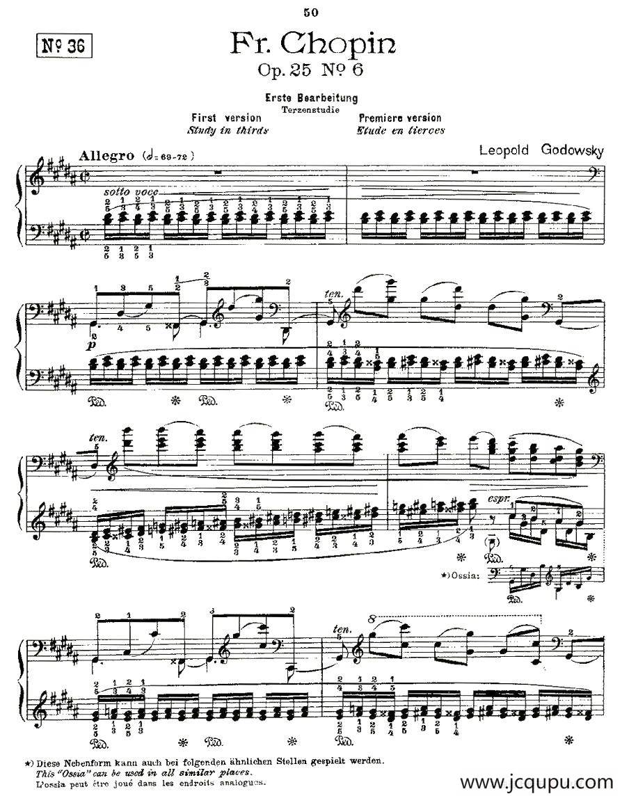 肖邦《练习曲》Fr.Chopin Op.25 No6简谱