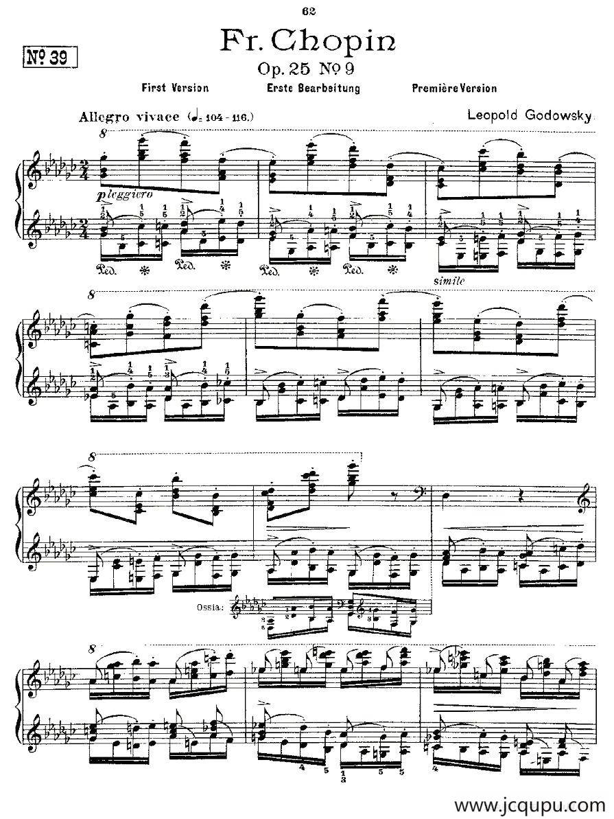 肖邦《练习曲》Fr.Chopin Op.25 No9-1简谱