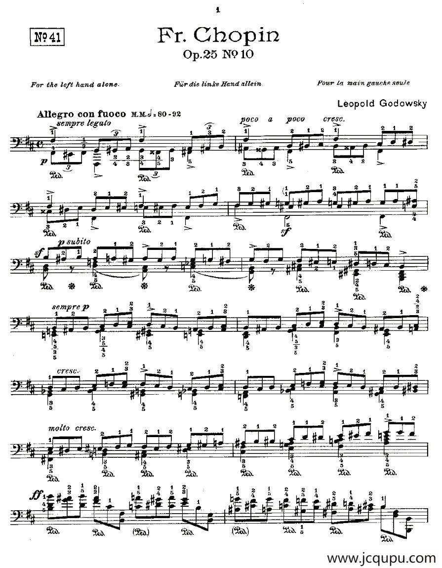 肖邦《练习曲》Fr.Chopin Op.25 No10简谱