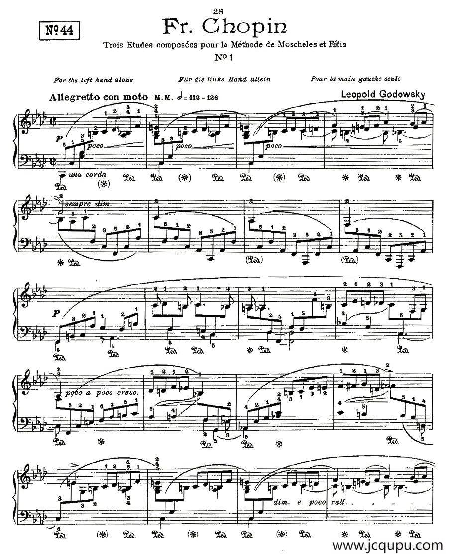 肖邦《练习曲》Fr.Chopin No 1简谱