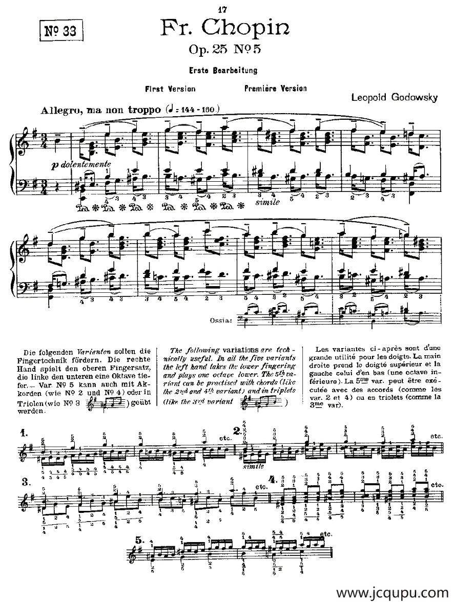 肖邦《练习曲》Fr.Chopin Op.25 No5-1简谱