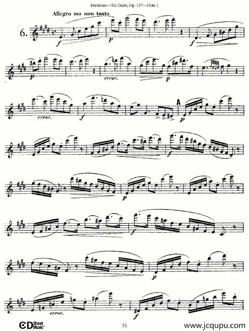 Six Duets, Op.137 之六（二重奏 六首作品 137号）简谱