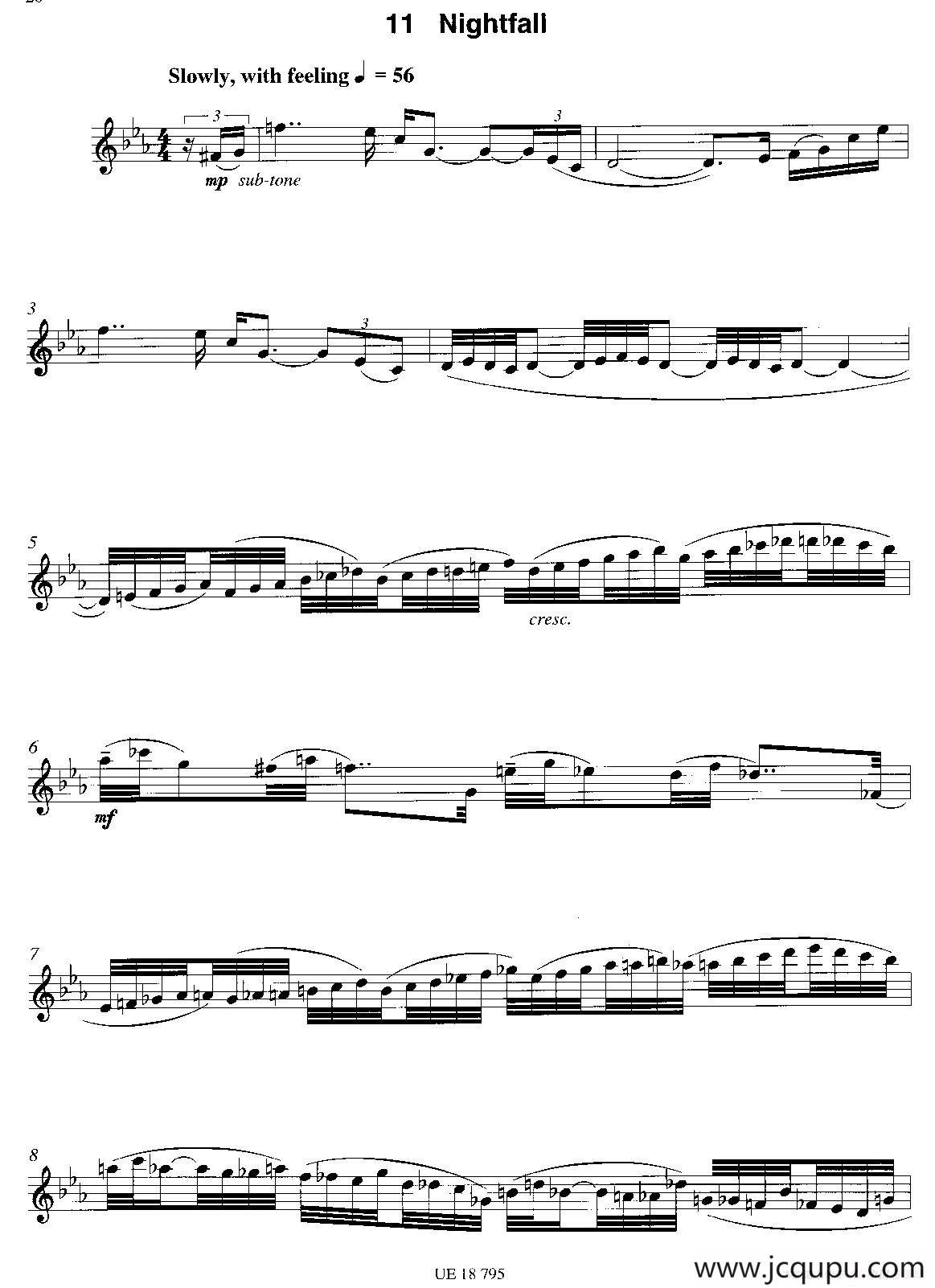 Nightfall（12首现代风格练习曲之11）简谱