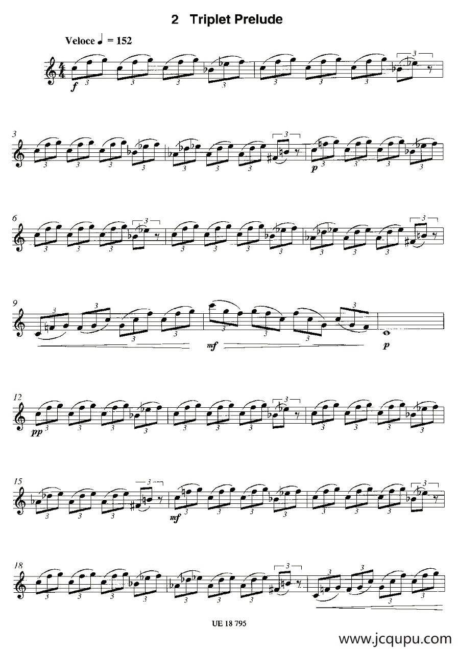 Triplet Prelude（12首现代风格练习曲之2）简谱