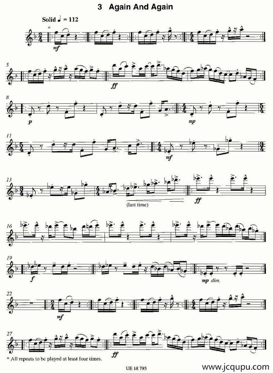 Again And Again（12首现代风格练习曲之3）简谱