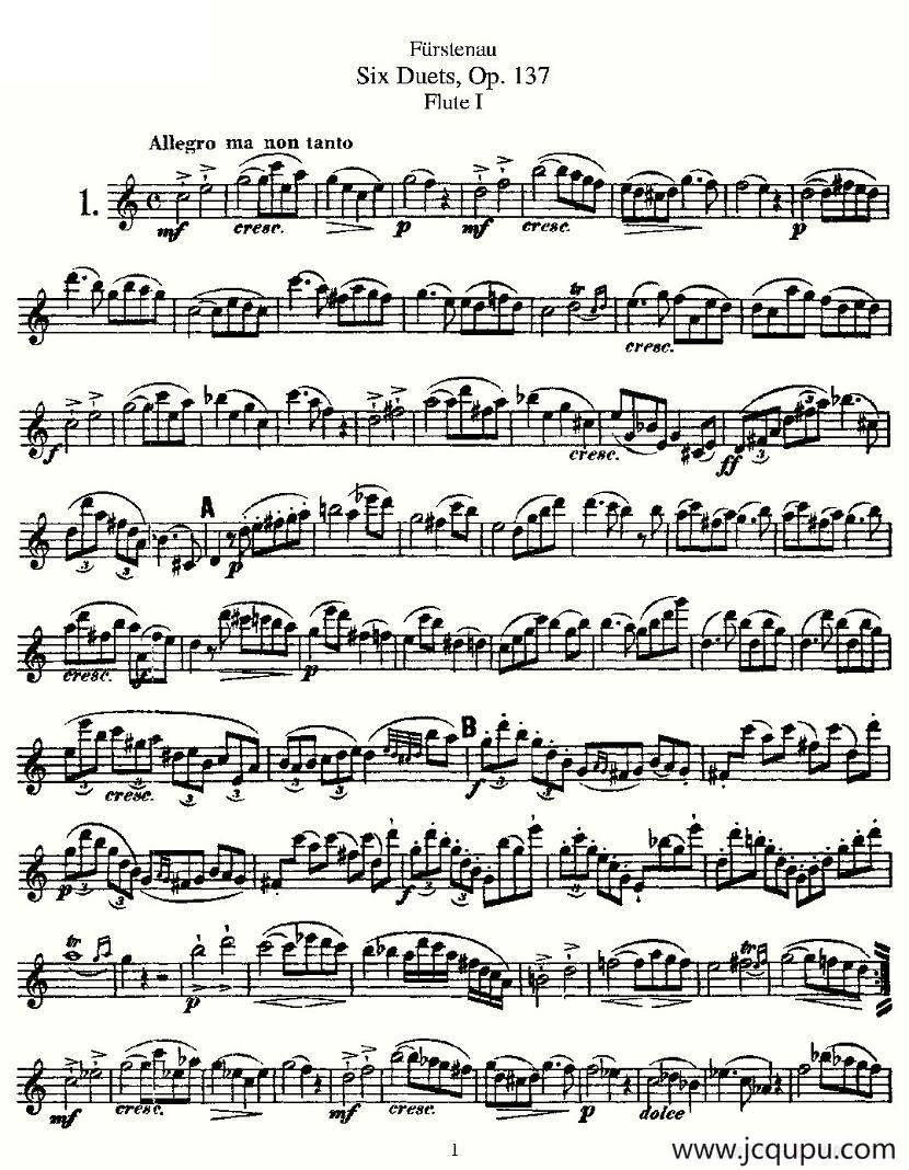 Six Duets, Op.137 之一（二重奏 六首作品 137号）简谱
