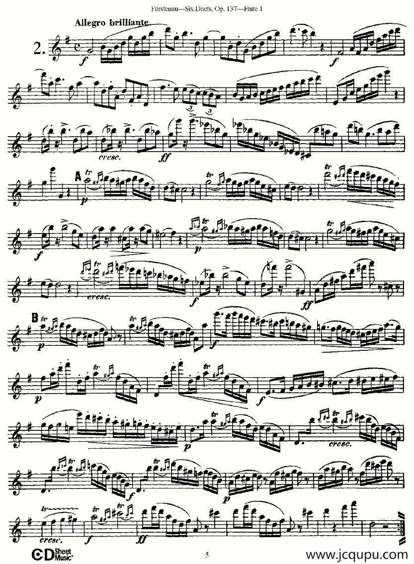 Six Duets, Op.137 之二（二重奏 六首作品 137号）简谱