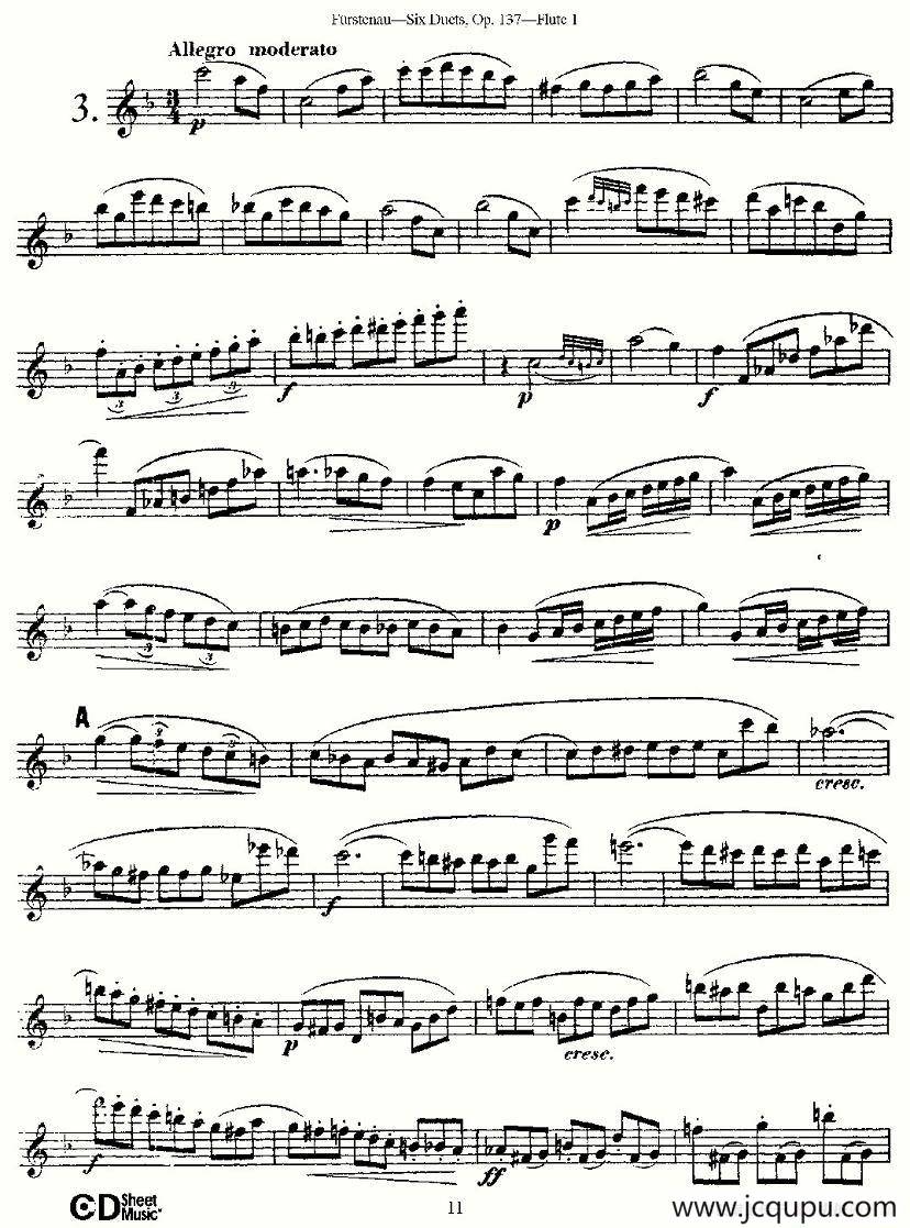 Six Duets, Op.137 之三（二重奏 六首作品 137号）简谱