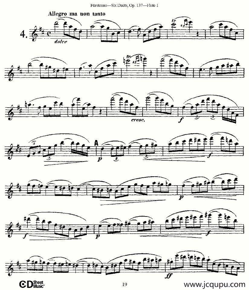 Six Duets, Op.137 之四（二重奏 六首作品 137号）简谱