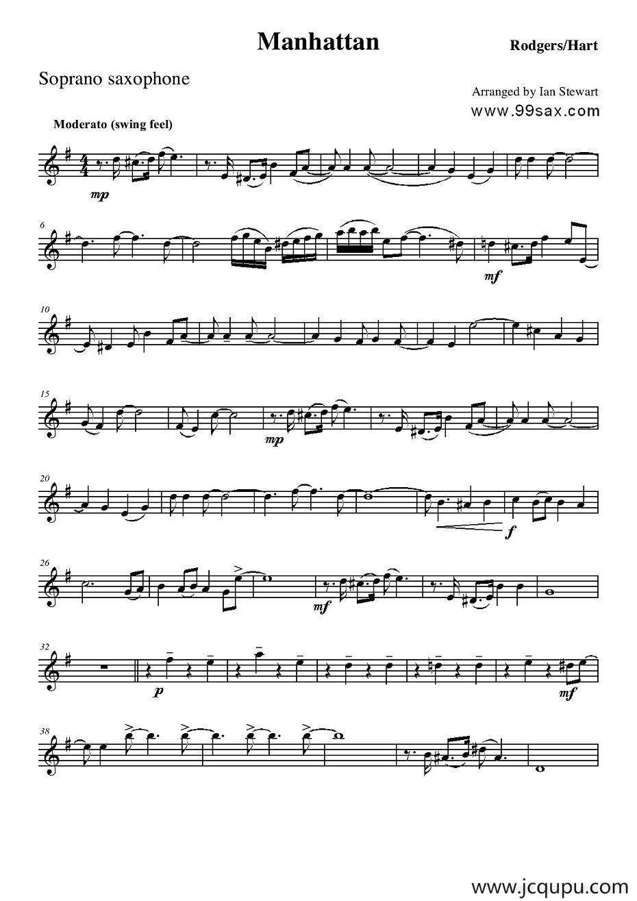 Manhattan Soprano Sax（四重奏高音萨克斯分谱）简谱