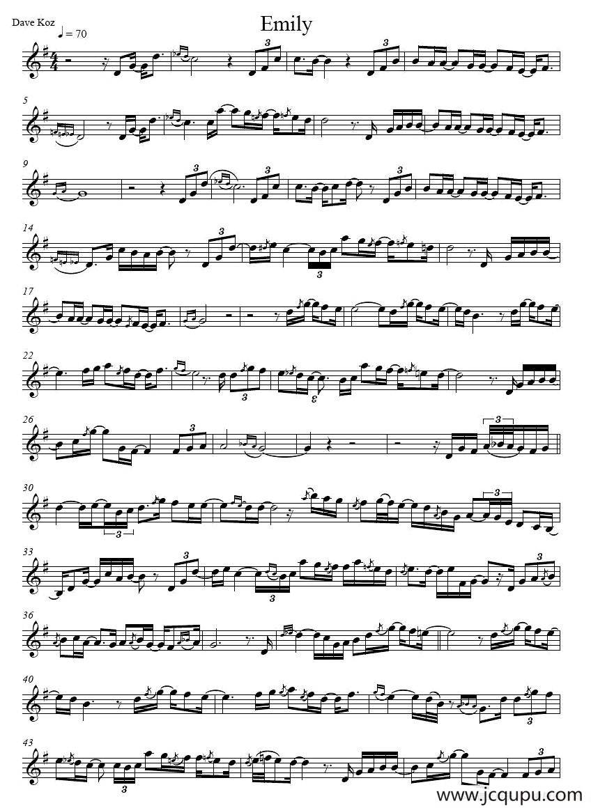Dave Koz - Emily（戴夫·考兹 - 艾米丽）简谱