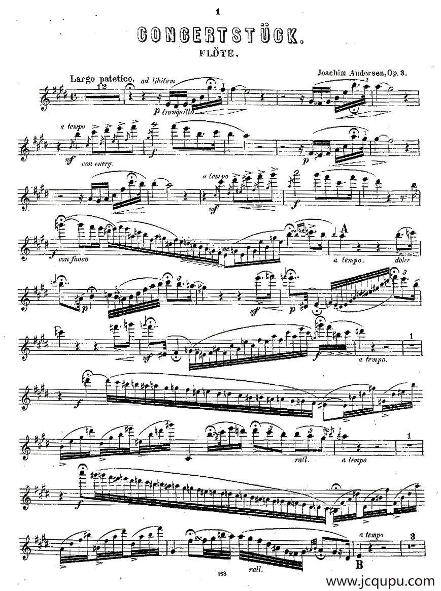 Concertstück . Op. 3. - flute part only简谱
