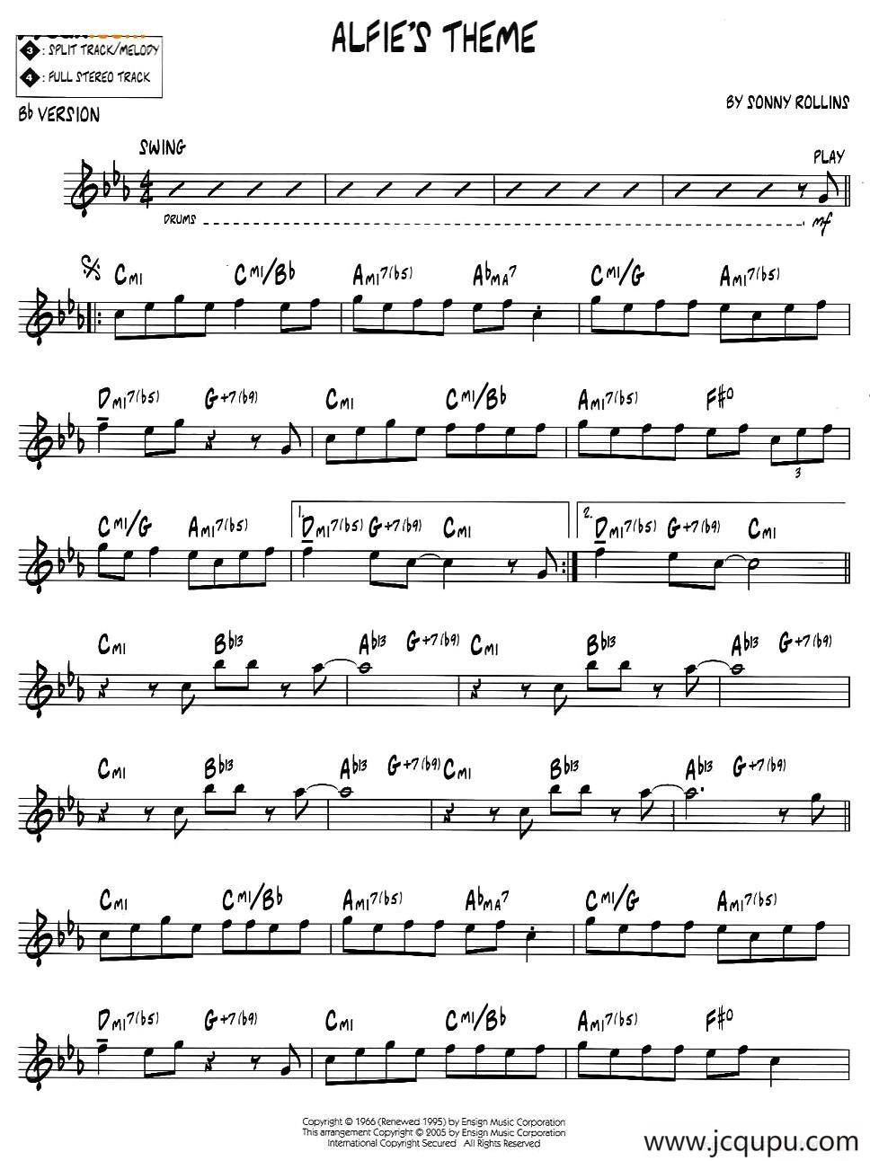 ALFIE'S THEME（jazz系列萨克斯谱）简谱