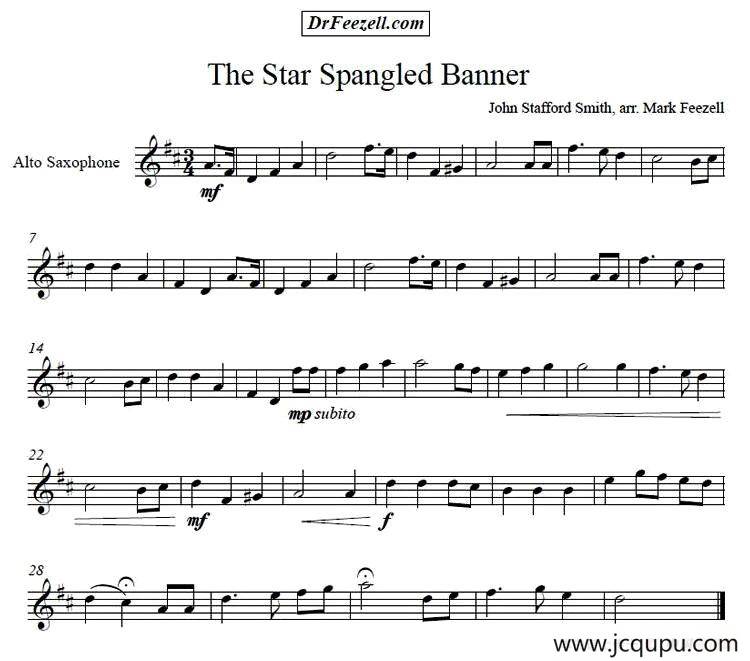 The Star Spangled Banner（中音萨克斯）简谱