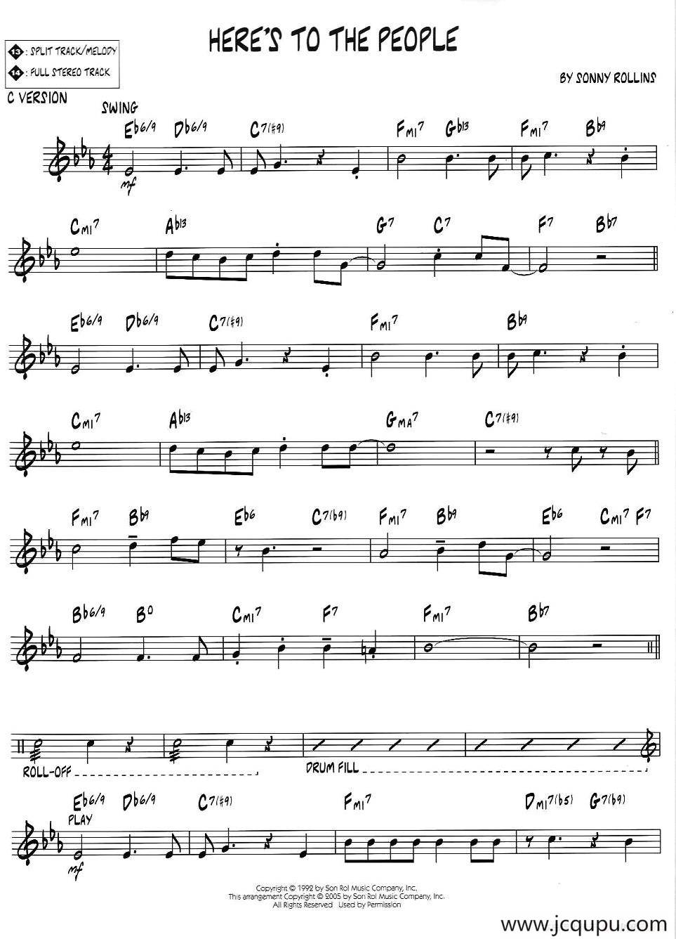 HERE'S TO THE PEOPLE（jazz系列萨克斯谱）简谱