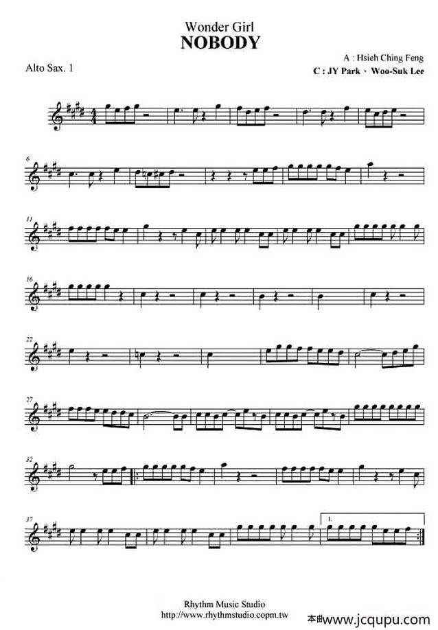 nobody（四重奏分谱）简谱