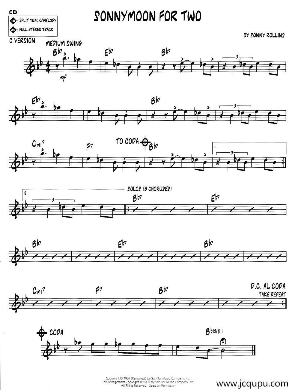 SONNYMOON FOR TWO（jazz系列萨克斯谱）简谱