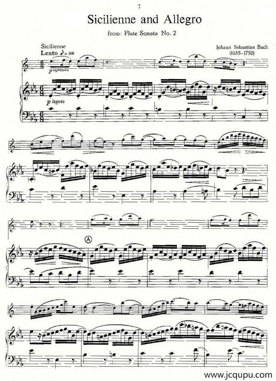 巴赫 - 西西里舞曲与快板（萨克斯+钢琴）简谱