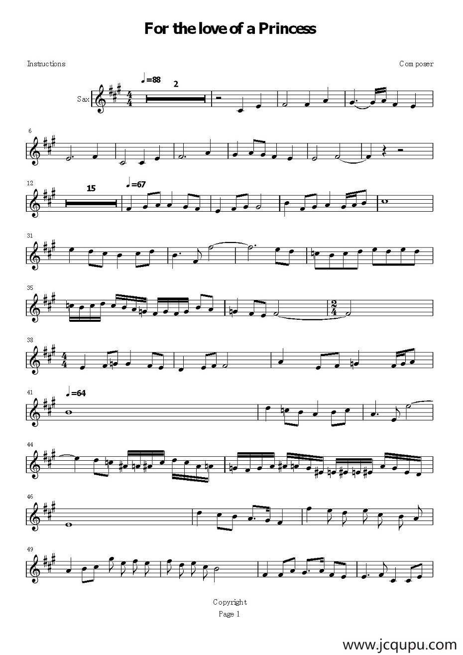 For the love of a Princess简谱